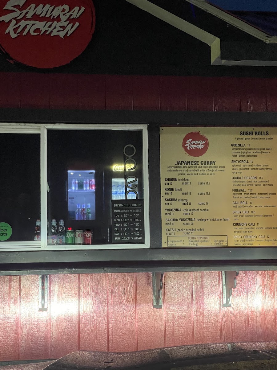 Samurai Kitchen menu board
