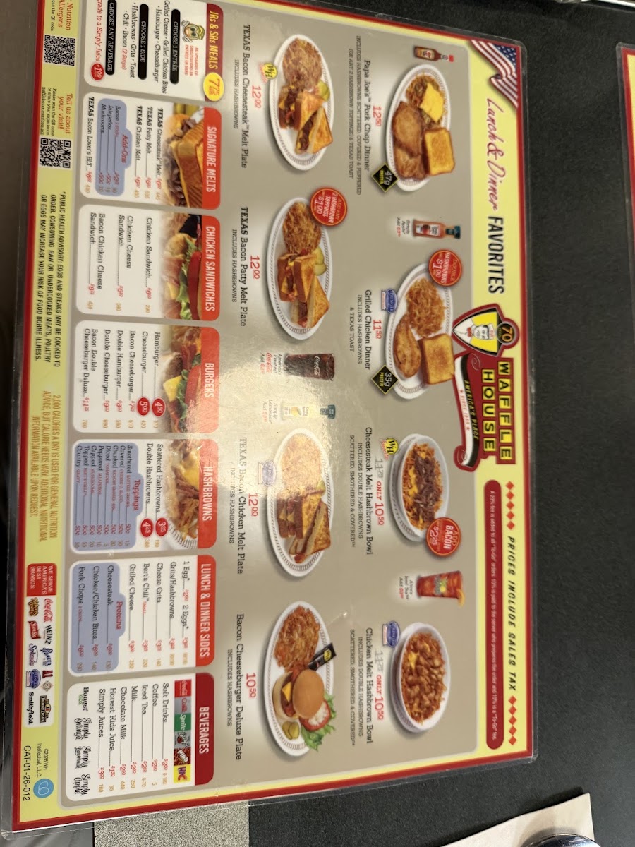 Waffle House menu board