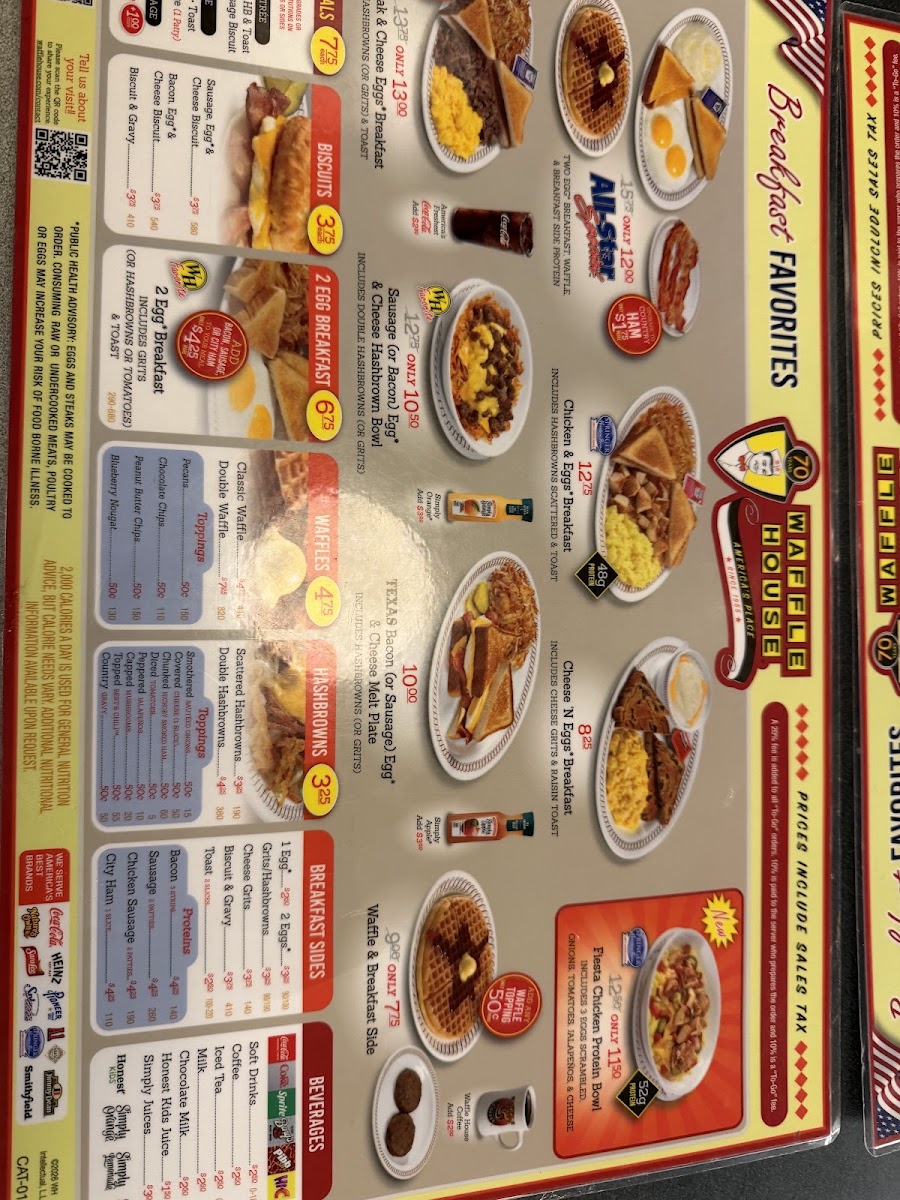 Waffle House menu board