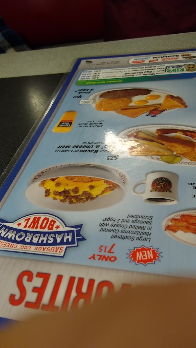 Waffle House menu board