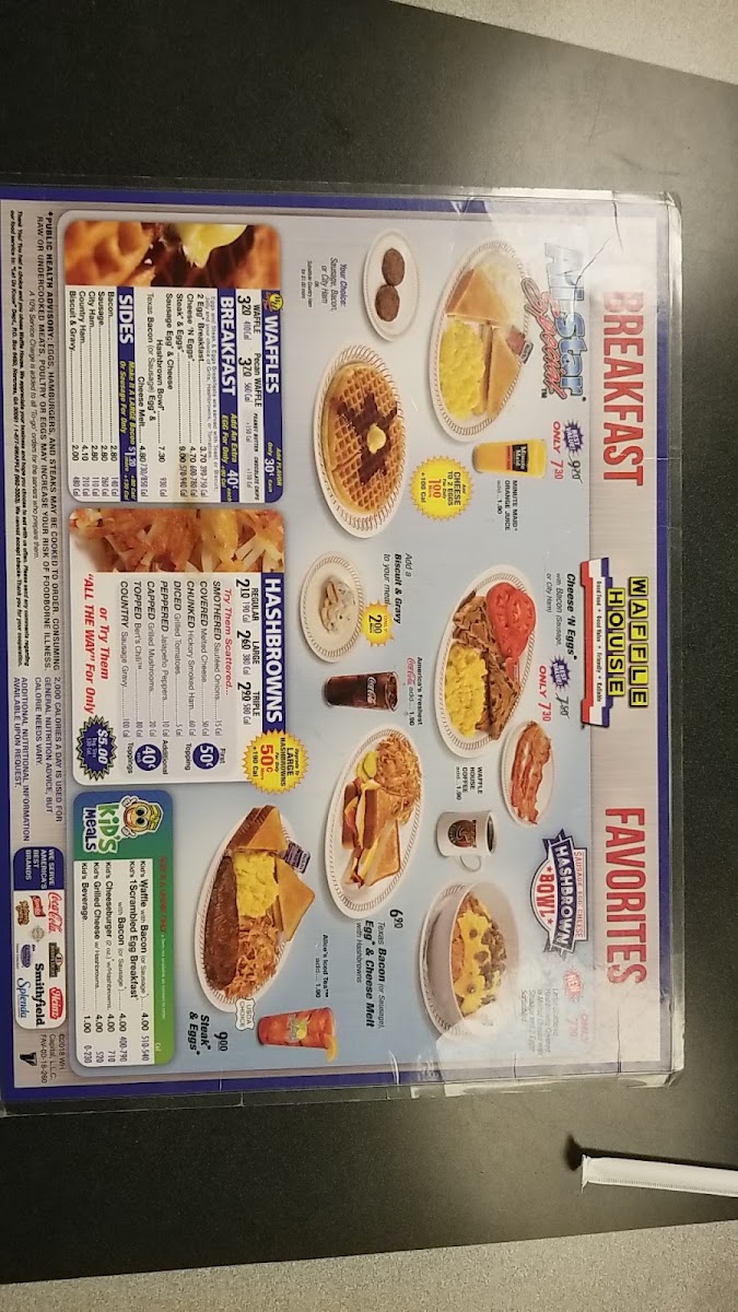 Waffle House menu board