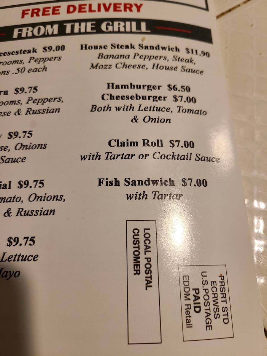 Vicki's Pizzeria menu board