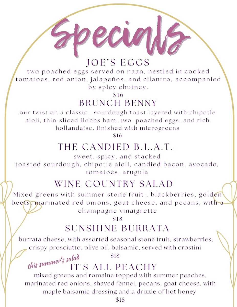 Charming Fig menu board