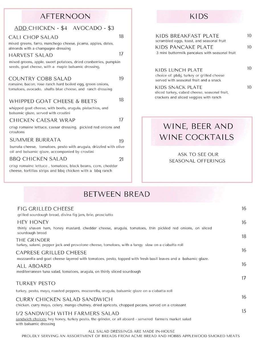 Charming Fig menu board