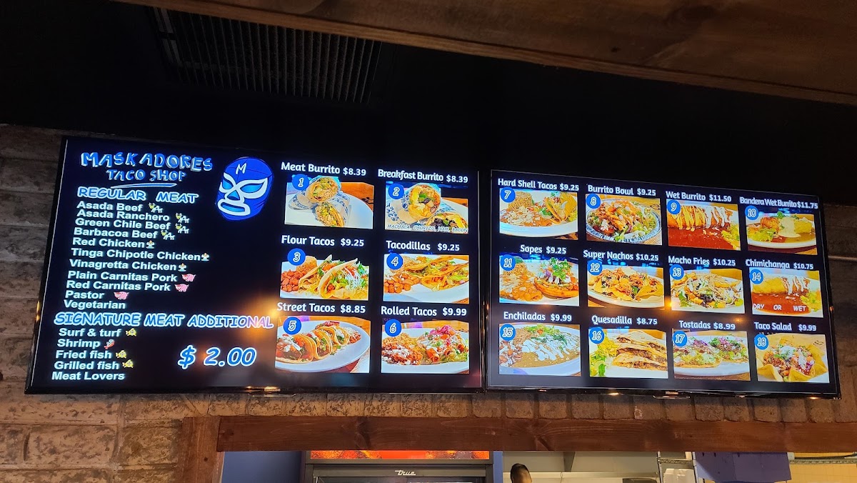 Taqueria Los Gordos menu board