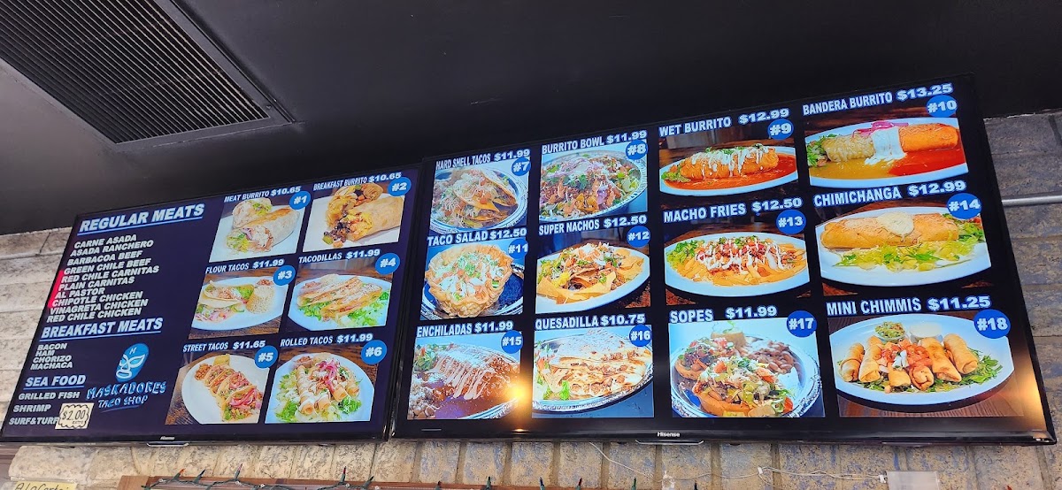 Taqueria Los Gordos menu board