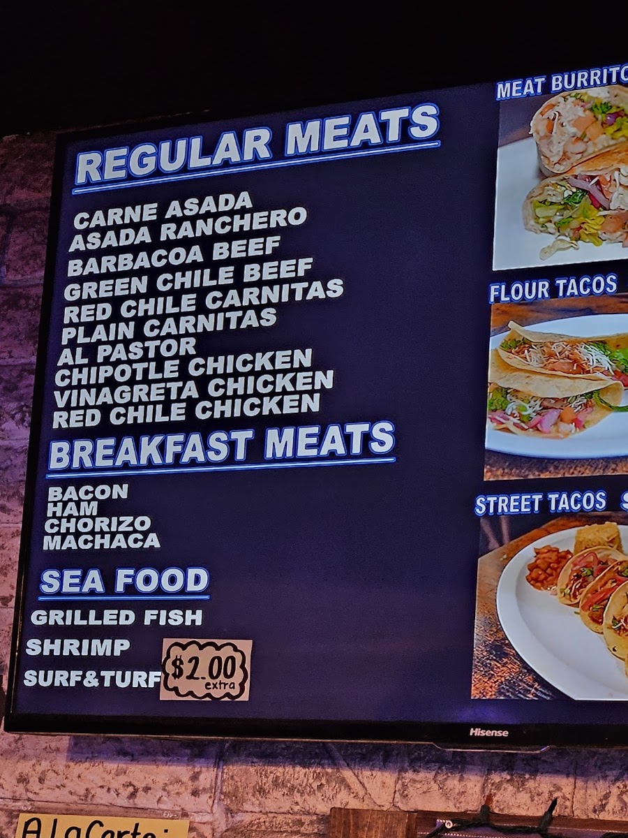 Taqueria Los Gordos menu board