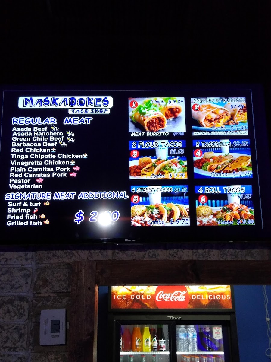 Taqueria Los Gordos menu board