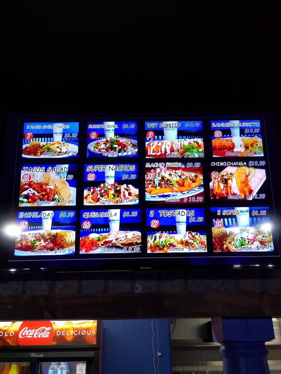 Taqueria Los Gordos menu board