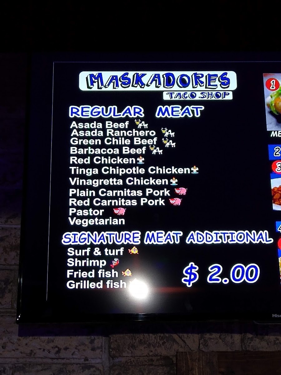 Taqueria Los Gordos menu board