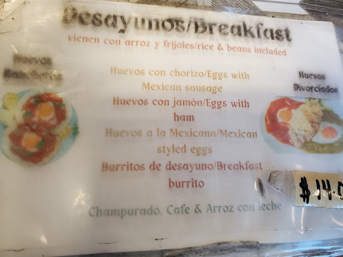 Los Volcanes Mexican Restaurant menu board