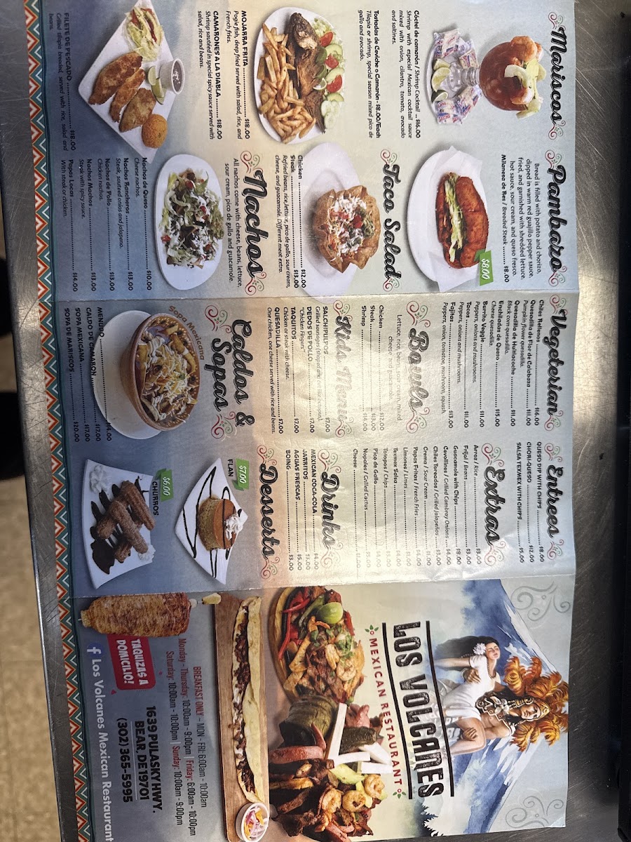 Los Volcanes Mexican Restaurant menu board