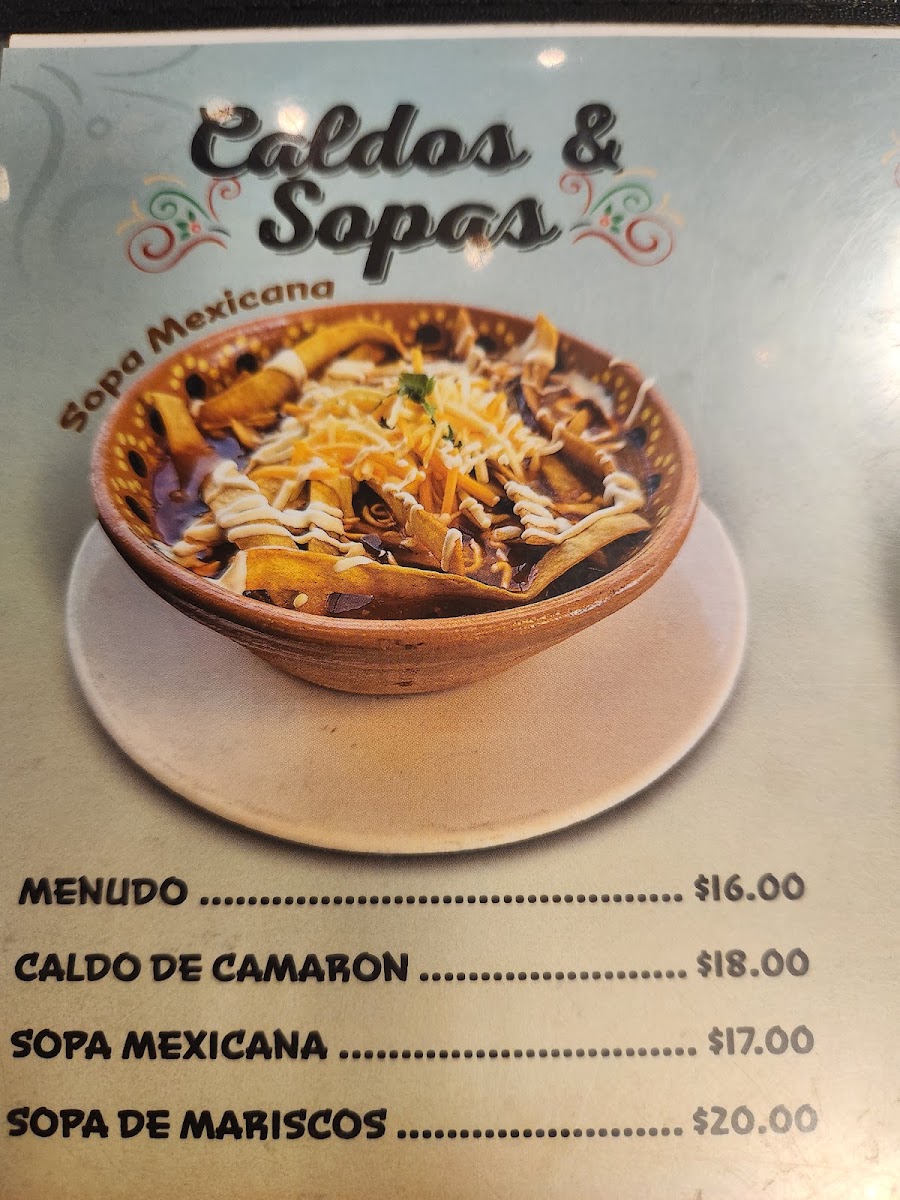 Los Volcanes Mexican Restaurant menu board