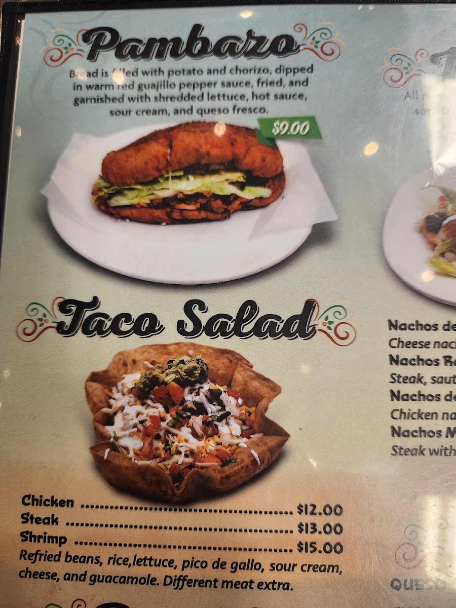 Los Volcanes Mexican Restaurant menu board