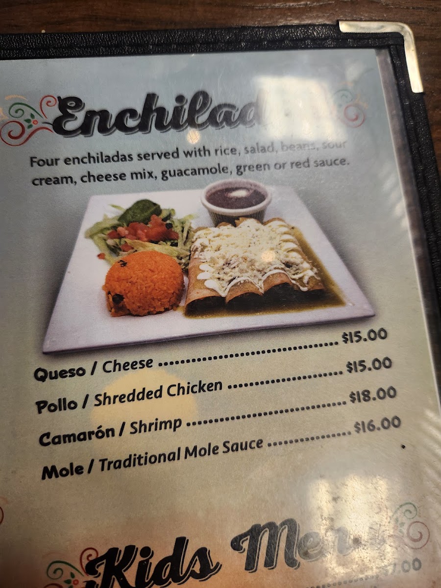 Los Volcanes Mexican Restaurant menu board