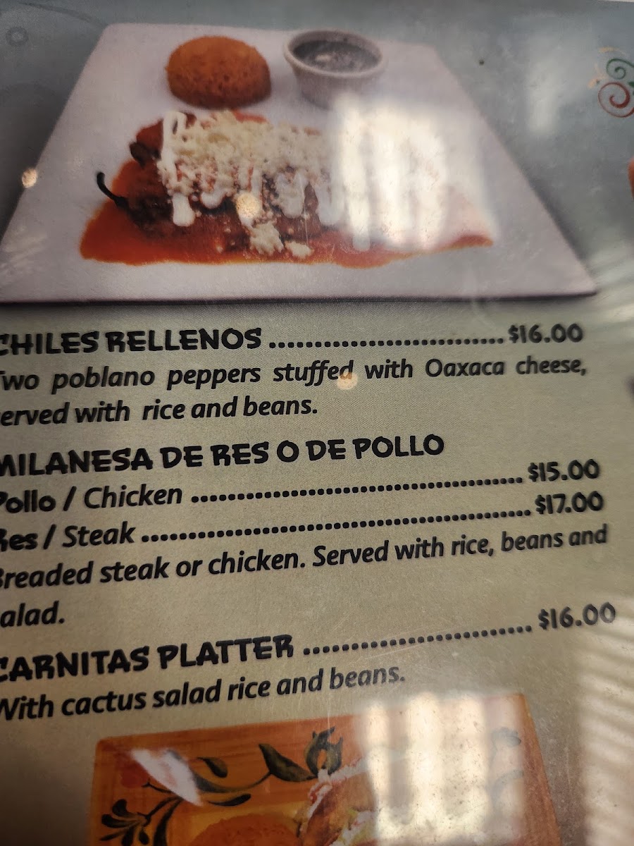 Los Volcanes Mexican Restaurant menu board