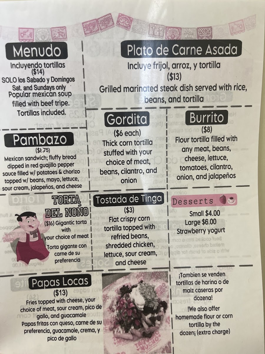 Taquero Mucho menu board