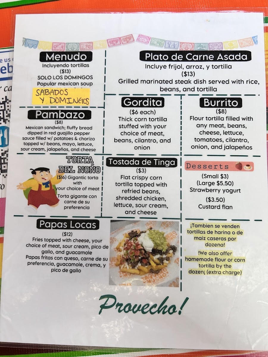 Taquero Mucho menu board