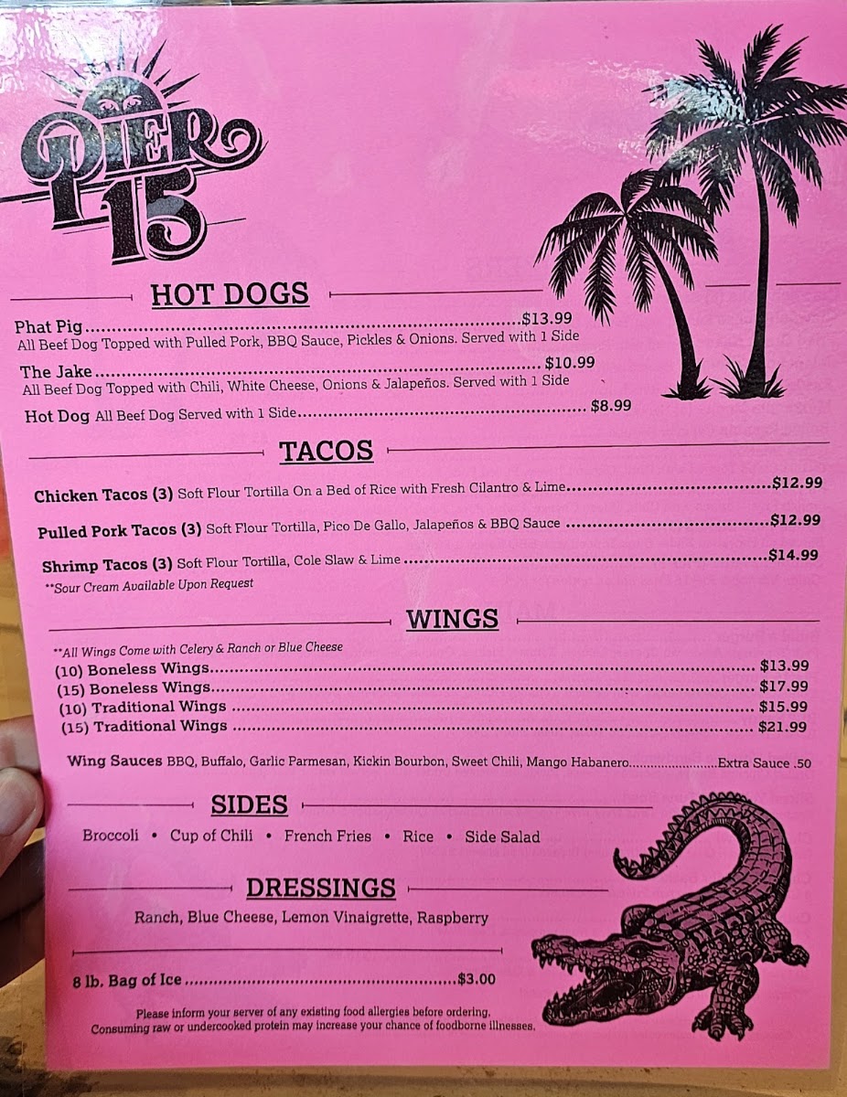 Pier15 menu board