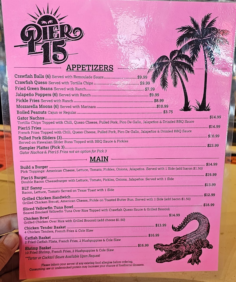Pier15 menu board
