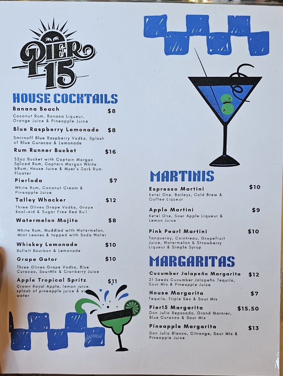 Pier15 menu board