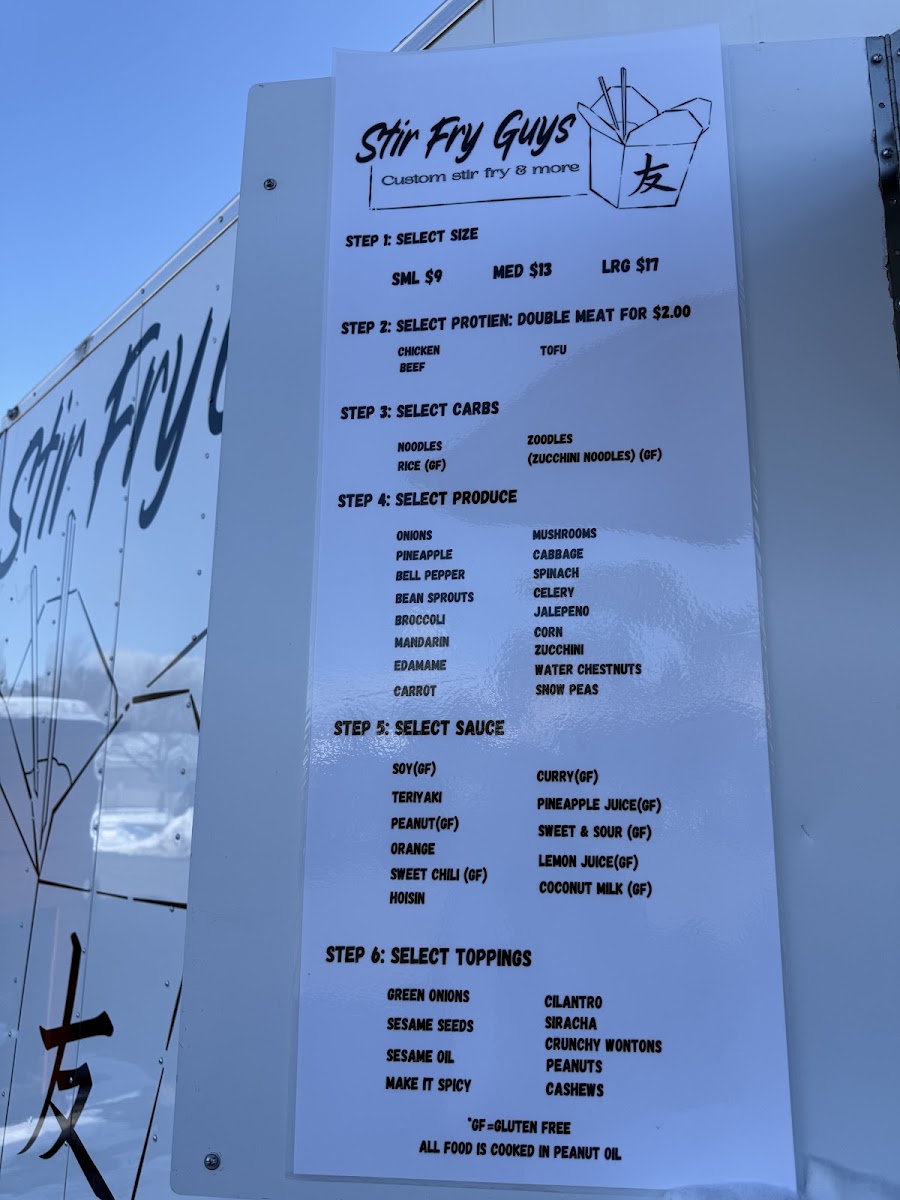 Stir Fry Guys menu board