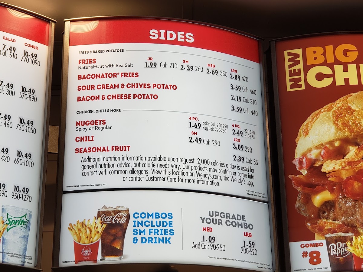 Wendy's menu board
