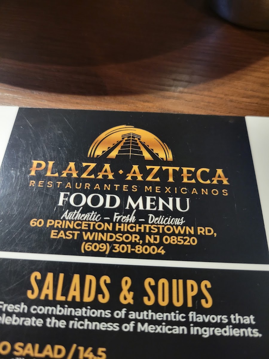 Plaza Azteca East Windsor menu board