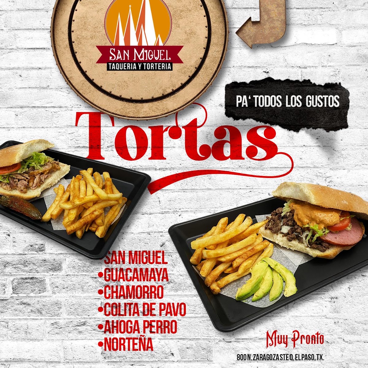 San Miguel Taqueria & Torteria menu board