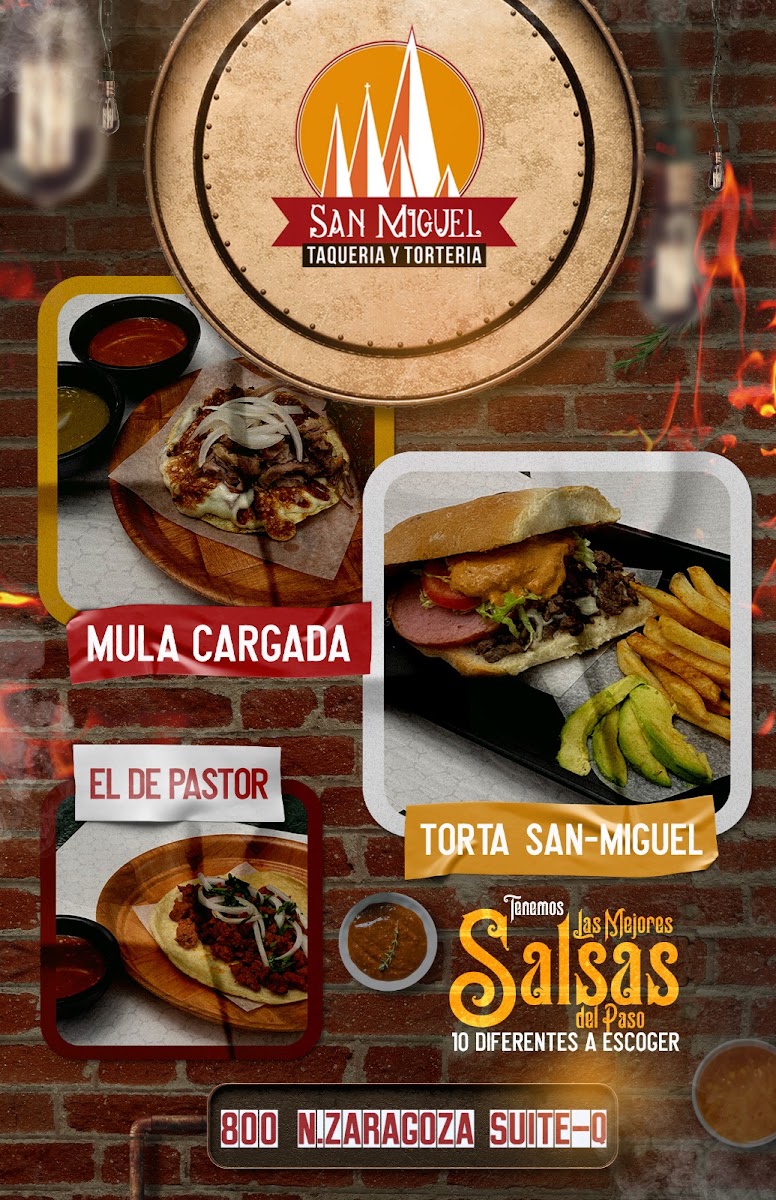 San Miguel Taqueria & Torteria menu board