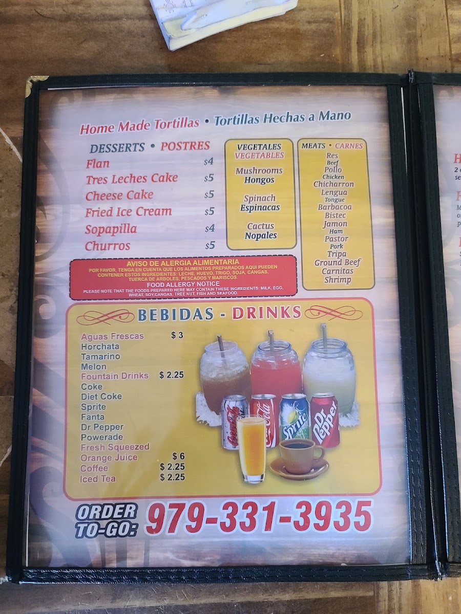 Don Jose Mexican Restaurant menu board