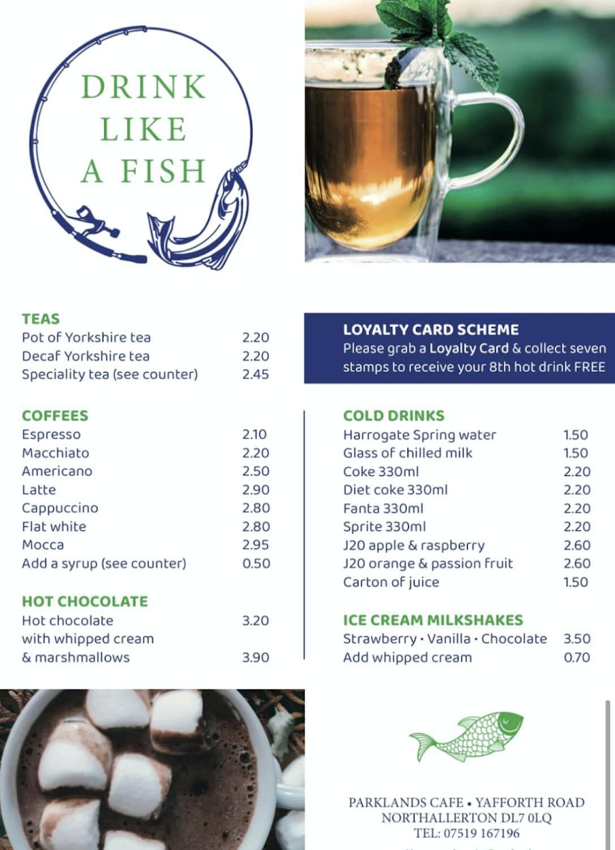 Parklands cafe menu board