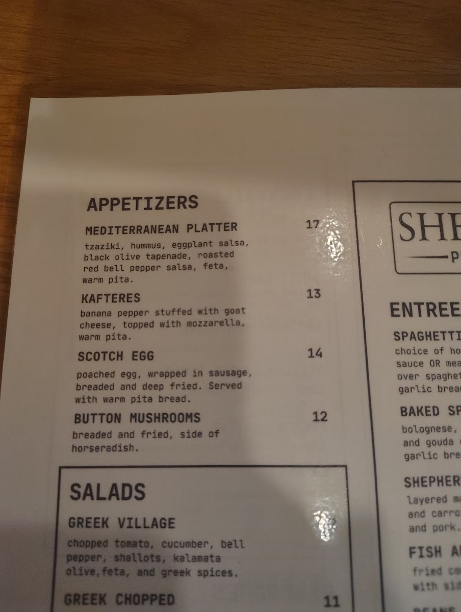 Sheffield Public House menu board