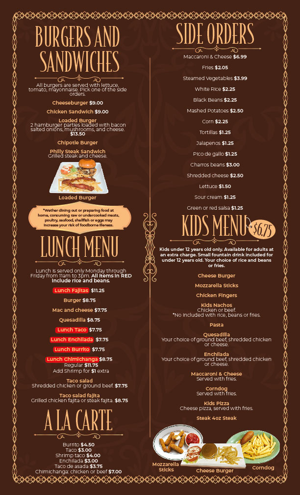 Orchard Family Restaurant menu board