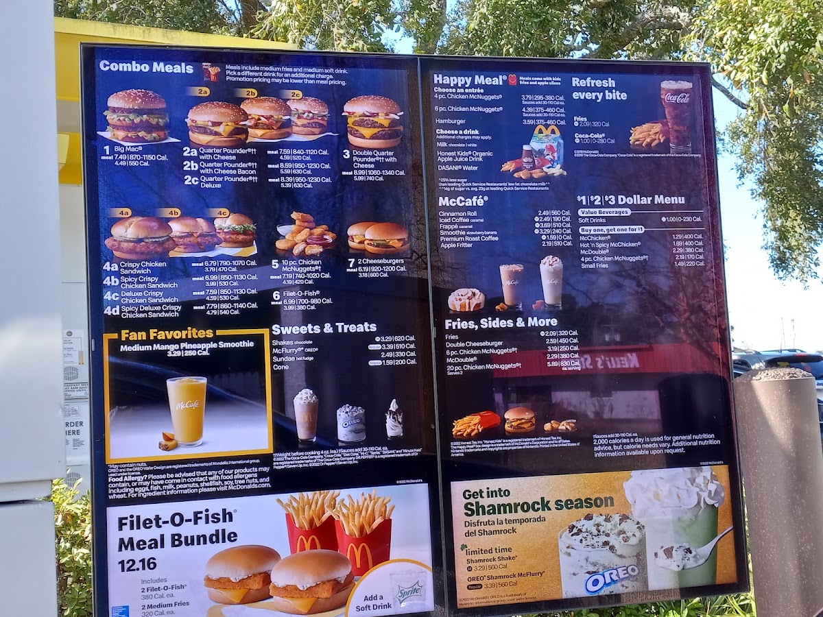 McDonald's menu board