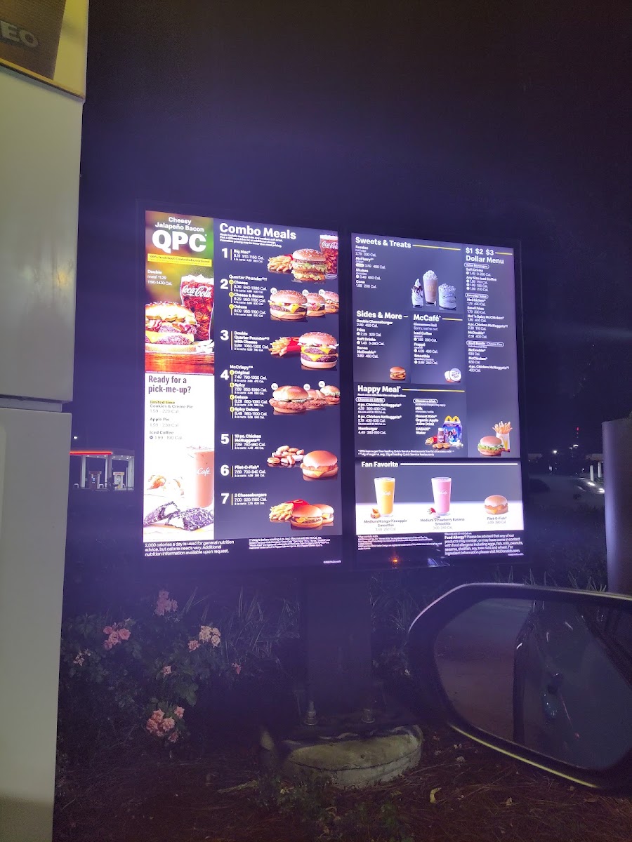 McDonald's menu board