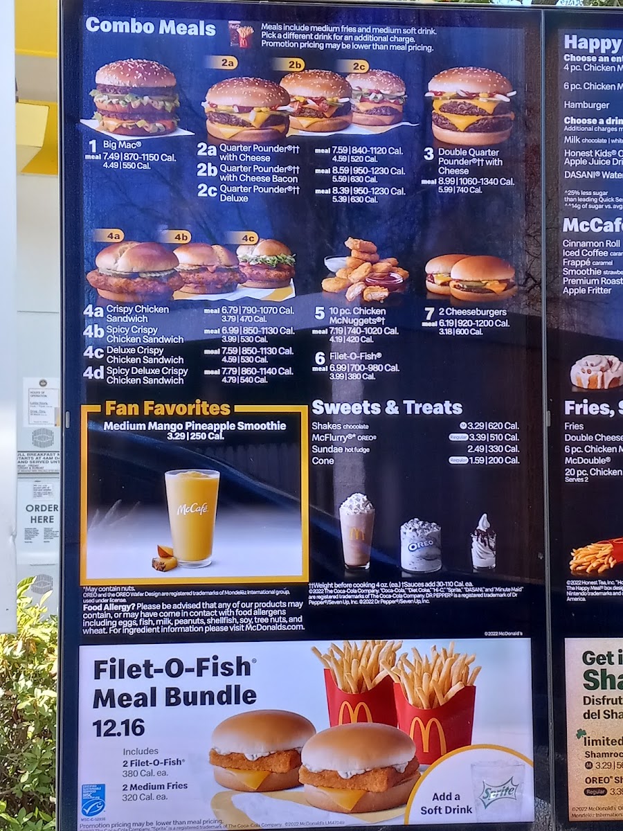 McDonald's menu board
