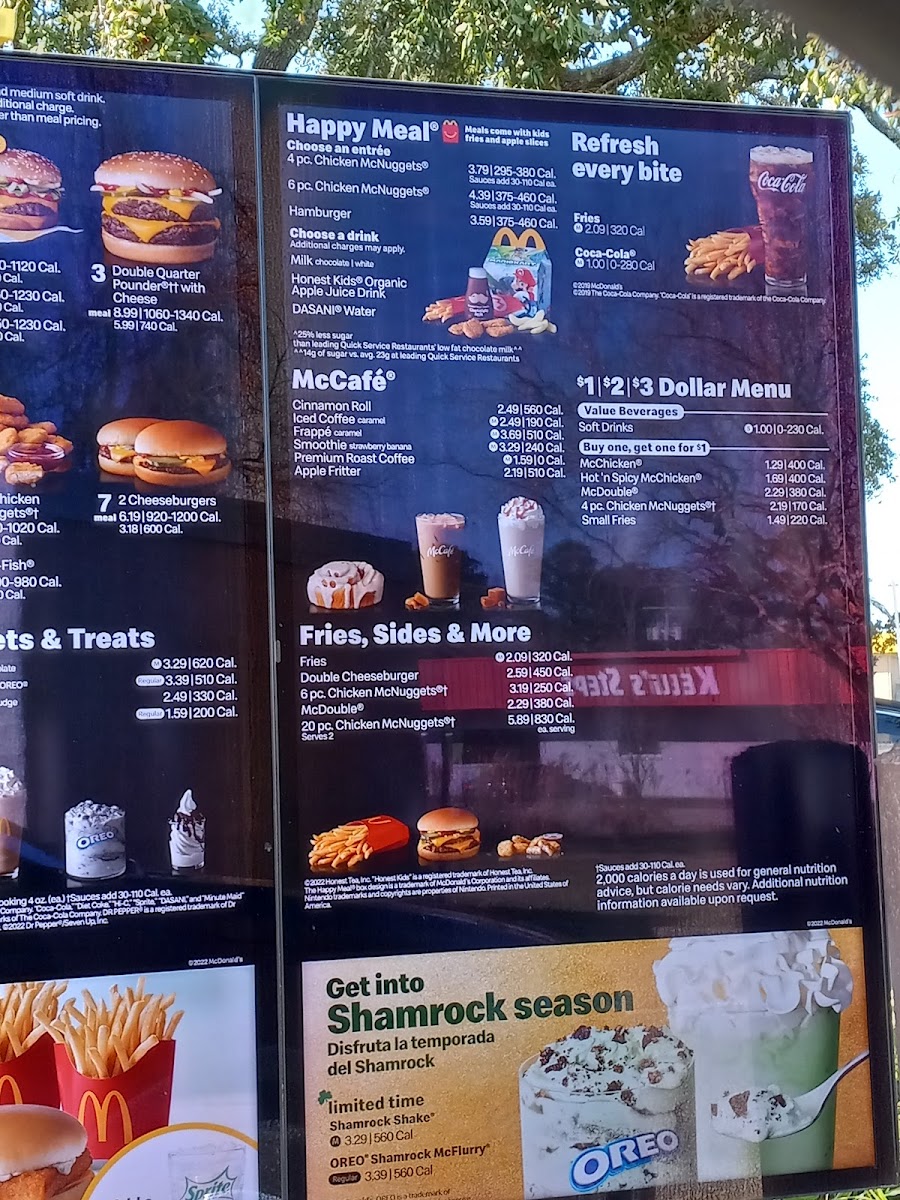 McDonald's menu board