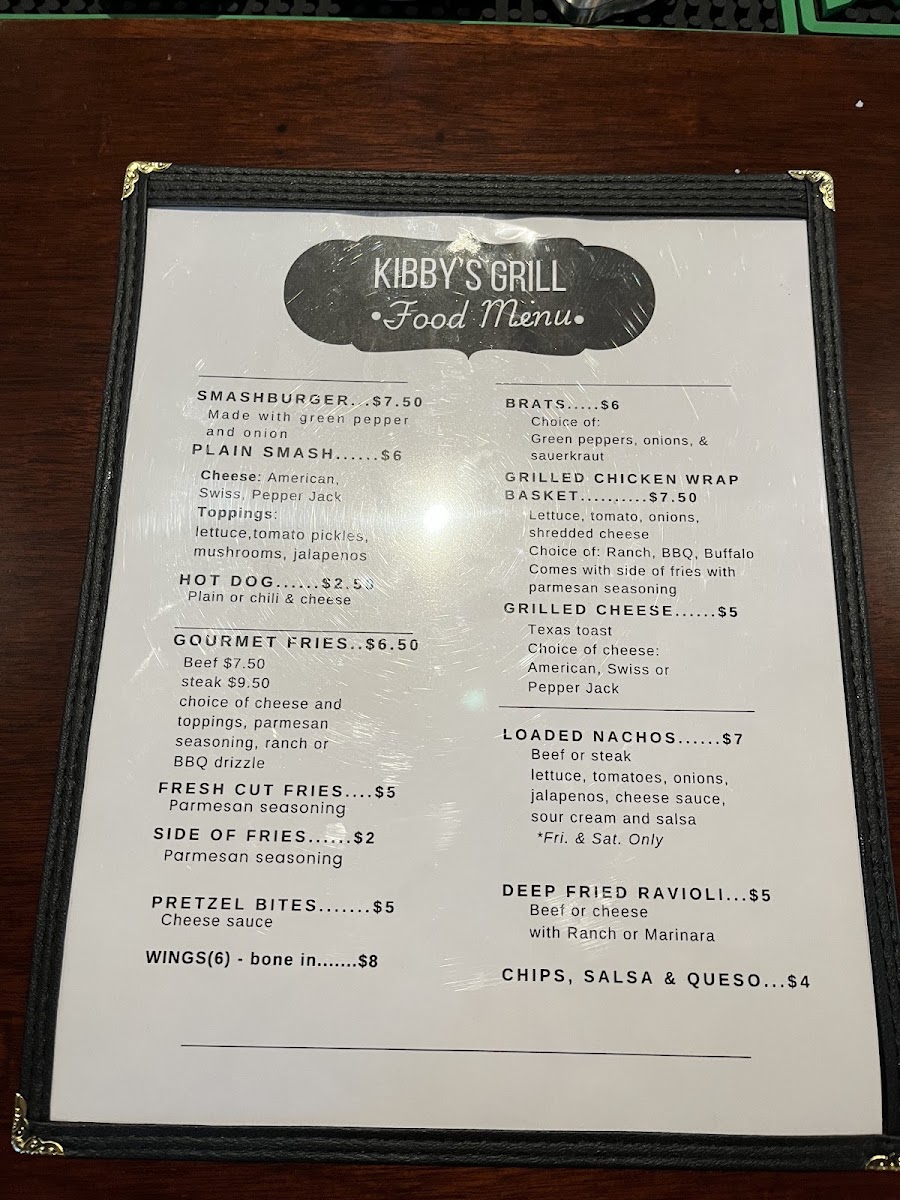 Kibby's Grill - Bucyrus, OH menu board