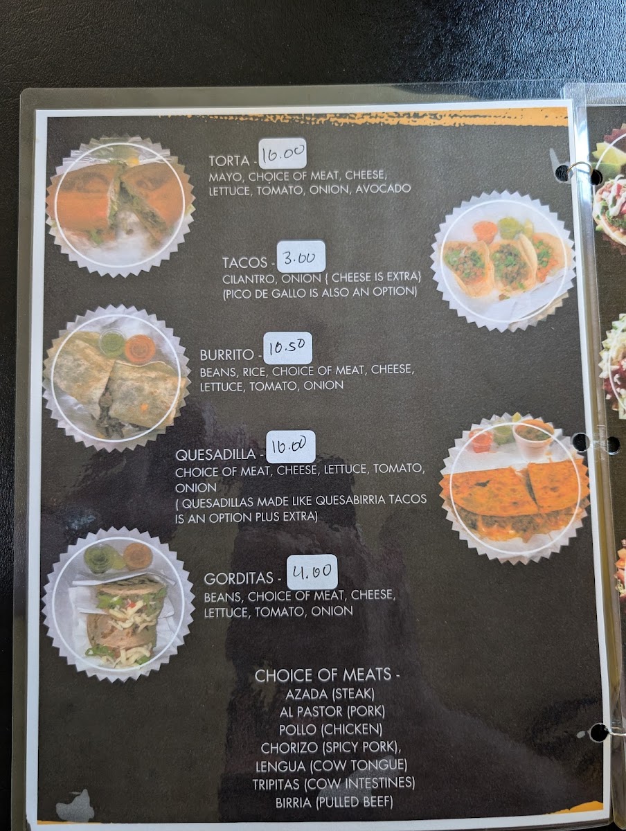 Taqueria Mimi menu board