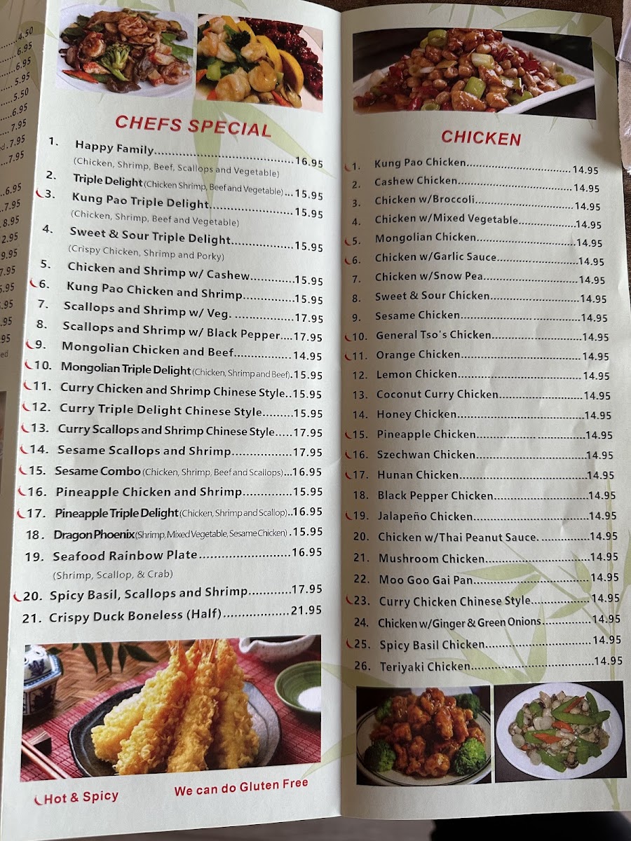 New China Chinese Restaurant menu board
