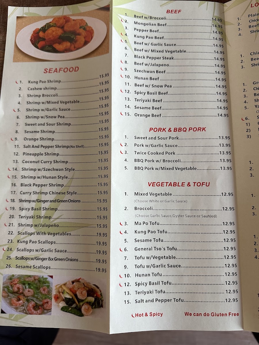 New China Chinese Restaurant menu board