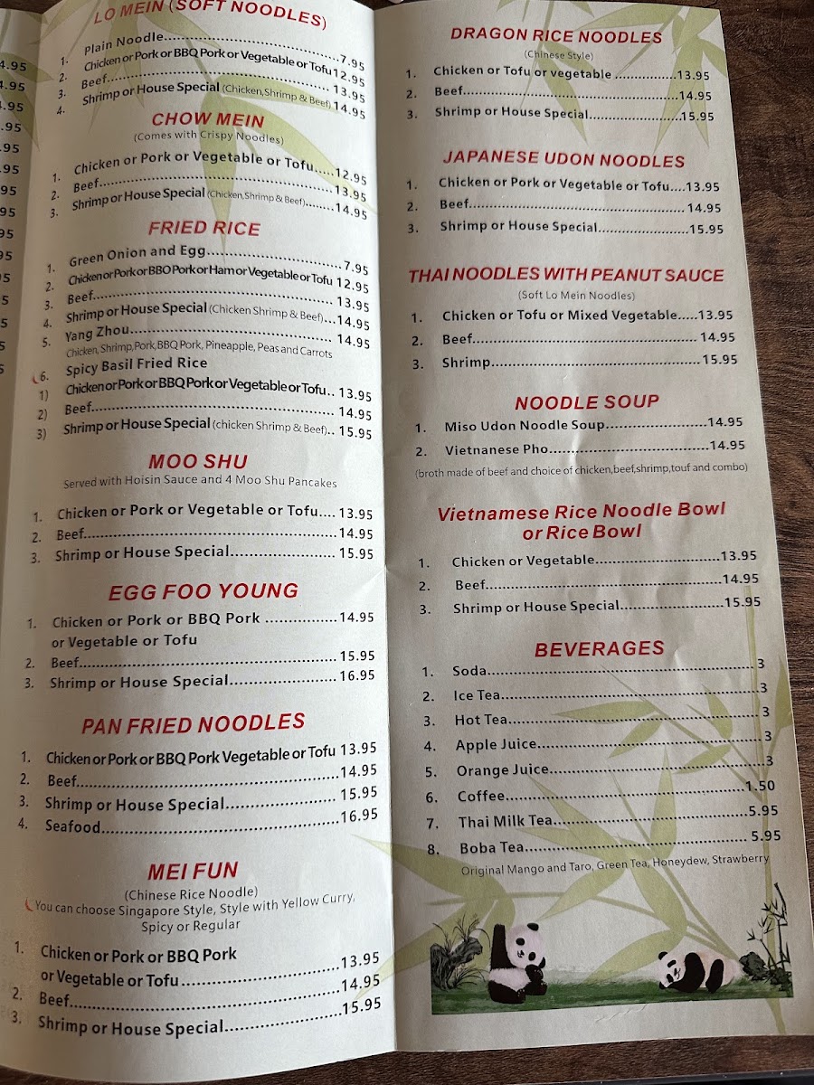 New China Chinese Restaurant menu board