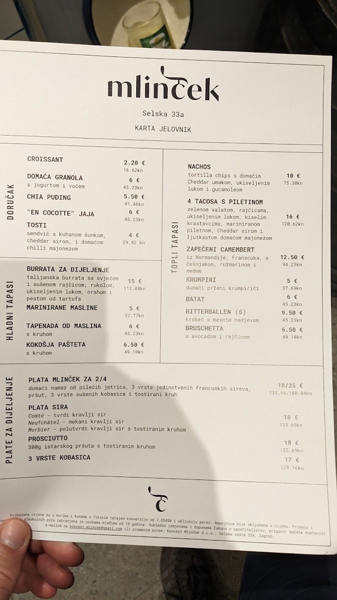 Koncept Mlinček menu board