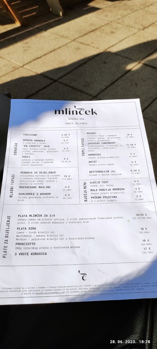 Koncept Mlinček menu board