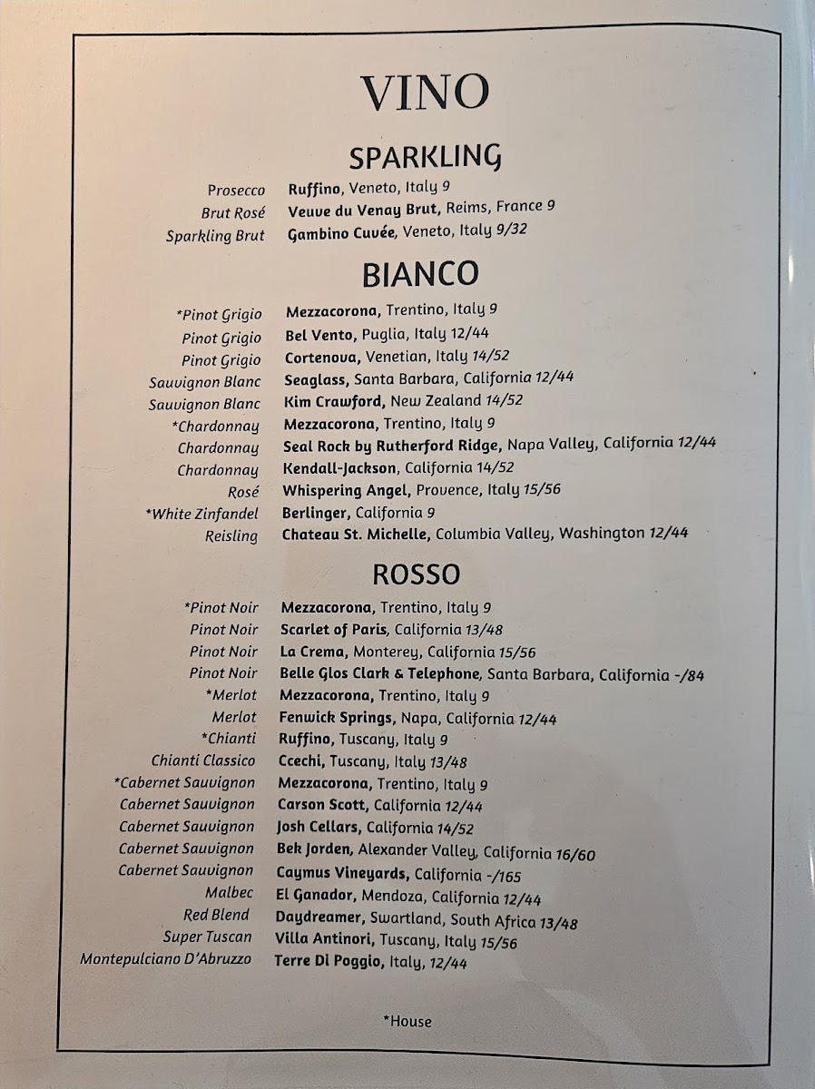 Angelo's Italian Restaurant, Stuart menu board