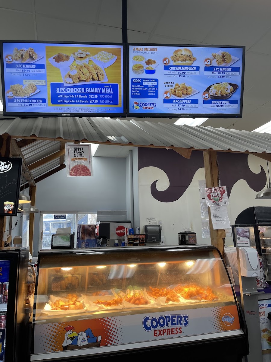 Coopers Express Fried Chicken & Drive Thru menu board