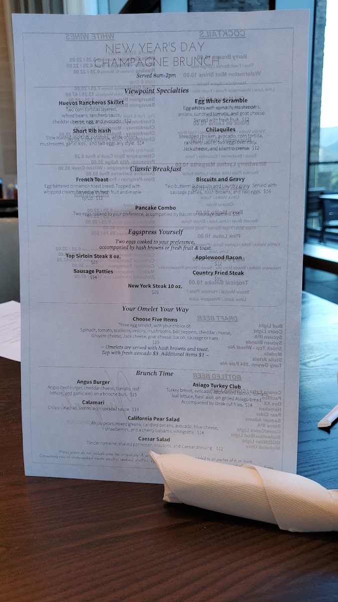 Viewpoint Kitchen + Bar menu board