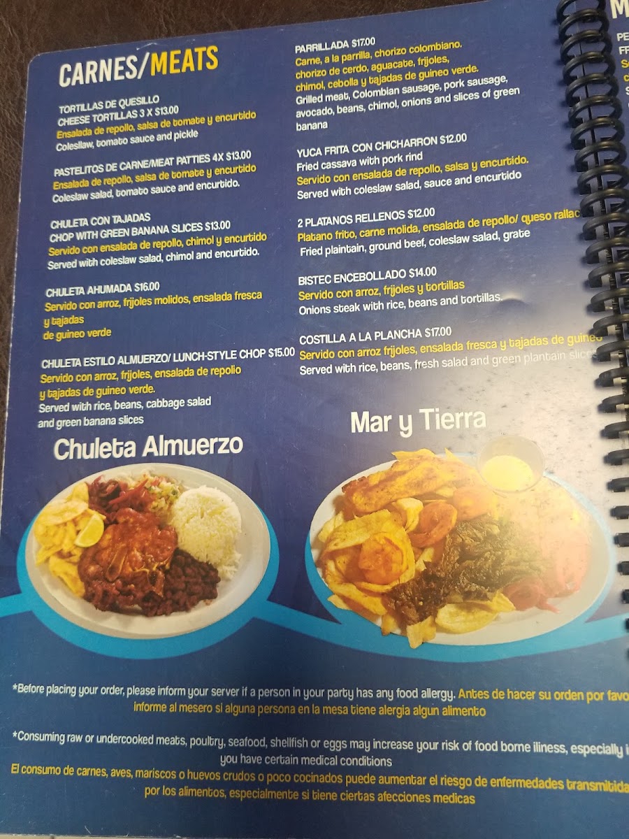 Honduran Antojitos menu board
