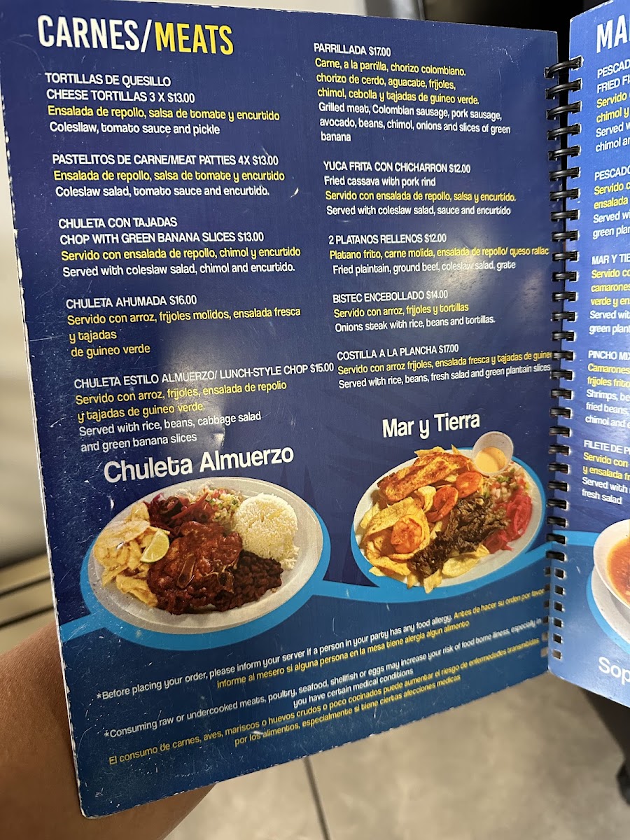 Honduran Antojitos menu board